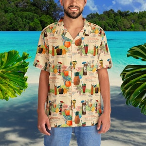 Hawaiian Village Tiki-shirt voor heren - Tiki-drankshirt voor Tiki-kamers