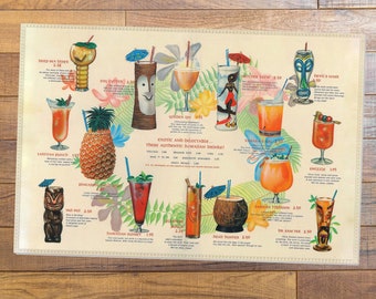 Vintage Tiki Drinks Area Rug - Tiki Bar Decor Carpet