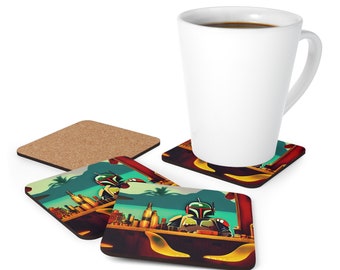 Boba Fett at the Tiki Bar Coaster Set - Corkwood