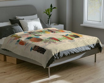 The Tiki Cocktail Blanket - Vintage Tiki Drinks - Tiki Bar Picnic Blanket - Hawaiian Village Blanket