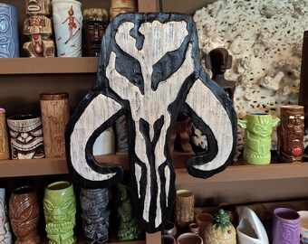 Mandalorian Mythosaur Handmade Wood Carving - Star Wars Boba Fett