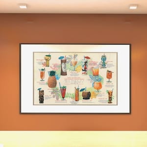 Hawaiian Village Vintage Tiki Drink Menu Poster