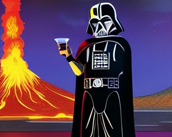 Star Wars Tiki Art - Darth Vader at the Tiki Bar - Original Mid-Century Modern Artwork