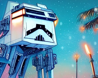 Star Wars Tiki Art - The Tiki Bar on Hoth - Original Mid-Century Modern Artwork