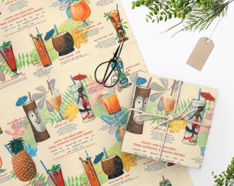 Papel de regalo Tiki vintage Envoltura de regalos del pueblo hawaiano