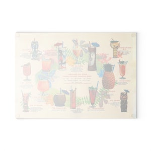 Glasskärbräda Vintage Tiki Drinks Hawaiian Village - Retro Charm för ditt kök - Unik present till Tiki Bar-entusiaster bild 3