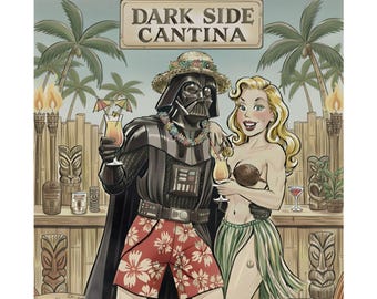 Star Wars Tiki Poster, Matte Vertical Art, Geek Gift, Fan Decor, Sci-Fi Wall Print, Darth Vader Movie Memorabilia