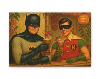 Vintage Batman and Robin Tiki Cocktail Canvas