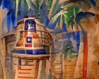 Star Wars Tiki Art - R2-D2 - Original Mid-Century Modern Artwork