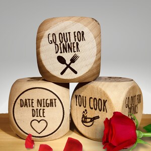Personalised date night dice, decision dice, anniversary gift, Wedding gift, gifts for couples, personalized wooden dice, stocking filler