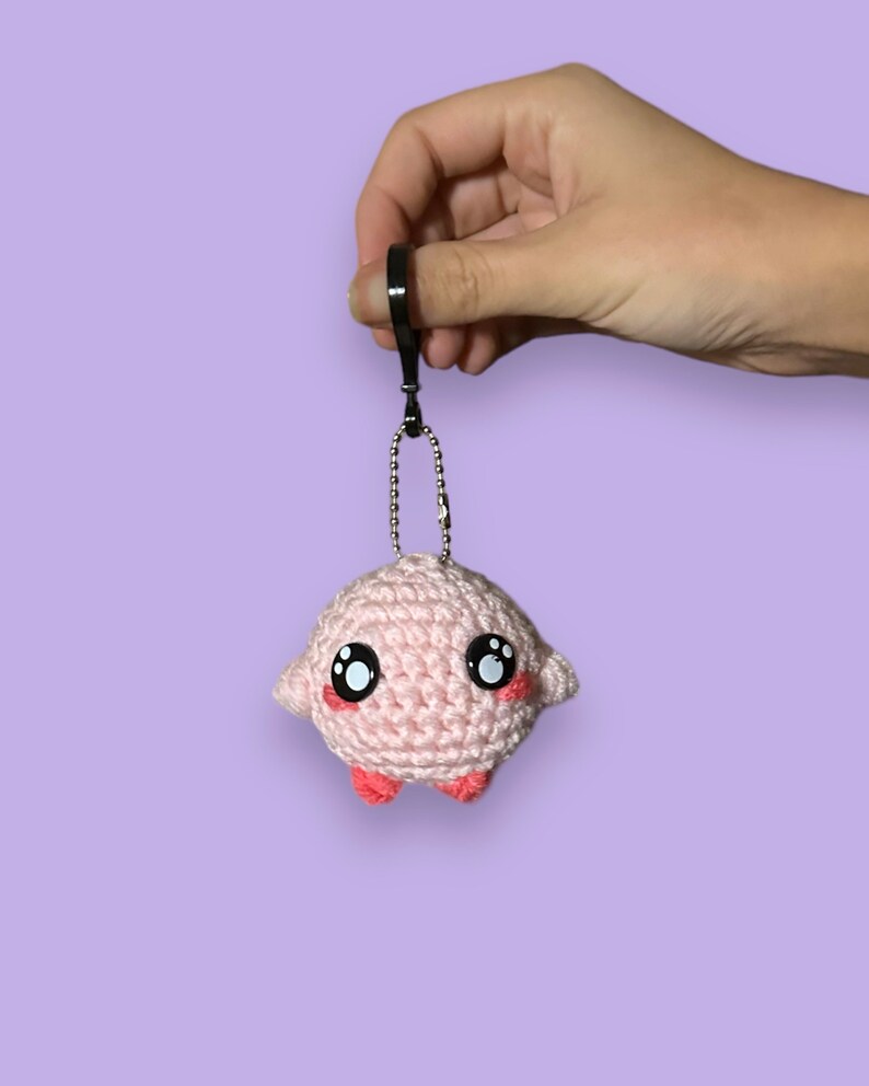 Kirby Plushie Keychain Crochet Keychain Etsy
