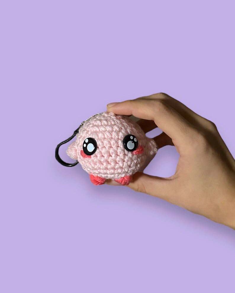 Kirby Plushie Keychain Crochet Keychain Etsy
