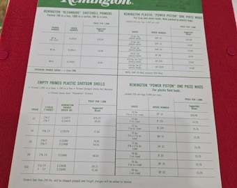 Catálogo de armas con lista de precios de componentes de munición Remington VTG 1976