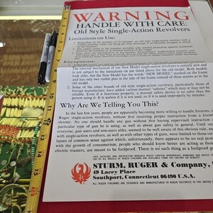 VTG Ruger Firearms Gun Warning Paper Poster Advertising image 3