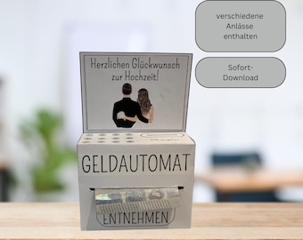 Cash gift birthday wedding confirmation shopping trip I ATM I digital PDF instant download
