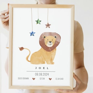 Regalo de nacimiento personalizable por dinero I regalo de dinero para nacimiento | Regalo de nacimiento digital para imprimir I Póster León habitación infantil