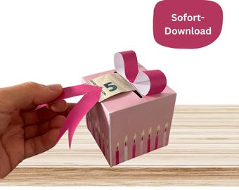 お金の贈り物の誕生日 I 紙幣用のギフトボックス I 紙幣のDIYギフトのアイデア I 誕生日ギフトのテンプレートを自分で作る