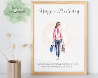 女性の誕生日に現金ギフト |誕生日プレゼントのアイデア |即時ダウンロード |女性へのギフトアイデア |バウチャーテンプレート