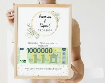 Personalizable money gift wedding I wedding gift first million I picture frame I digital download