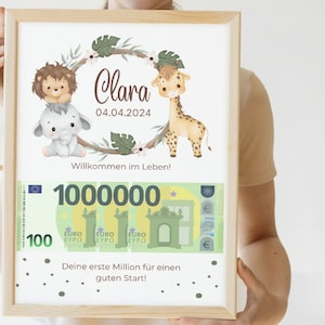 Personalizable birth gift for money | Cash gift for birth | Digital birth gift to print yourself | First million