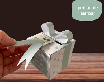 パーソナライズ可能な紙幣用ギフトボックス I マネーギフト 誕生日 I DIY 紙幣用クリスマスギフト I ギフトボックス