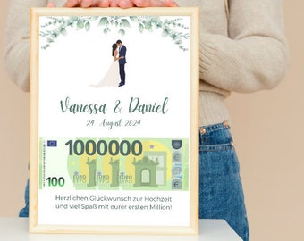 Personalisierbares Geldgeschenk Hochzeit I Hochzeitsgeschenk erste Million I Bilderrahmen I Digitaler Download