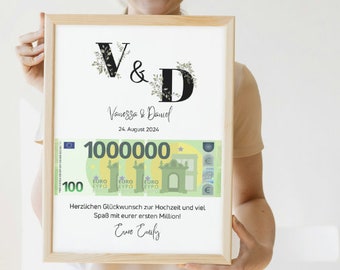 Personalisierbares Geldgeschenk Hochzeit I Hochzeitsgeschenk erste Million I Bilderrahmen I Digitaler Download