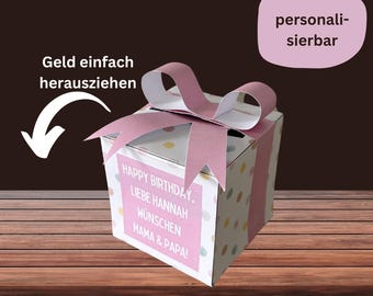パーソナライズ可能な紙幣用ギフトボックス I マネーギフト 誕生日 I DIY 紙幣用クリスマスギフト I ギフトボックス