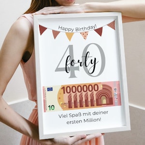 Cadeau d’argent 40e anniversaire I cadeau d’anniversaire premier million I cadre photo I téléchargement numérique