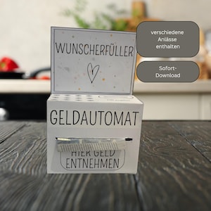 Geldgeschenk Geburtstag Hochzeit Konfirmation Shopping Reise I Geldautomat I digitaler PDF Sofort-Download