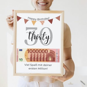 Geldgeschenk 30. Geburtstag I Geburtstagssgeschenk erste Million I Bilderrahmen I Digitaler Download