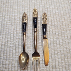 3-Piece Buddha Relief, Small Fork, Knife, Spoon