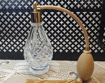 Crystal Perfume Bottle with Atomizer, Made in France