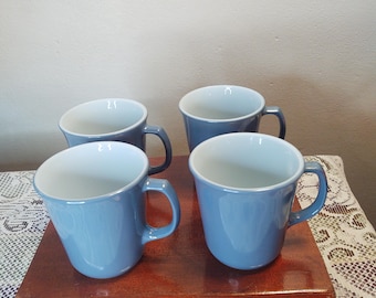PYREX, Slate Blue Mugs, Set of 4, Made in USA