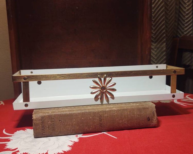 Metal Hanging Shelf, White W/gold Trim, Daisy Emblem Etsy