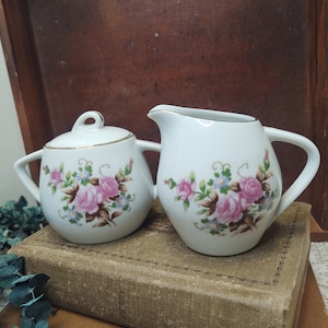 Enesco Cream and Sugar, Pink Roses