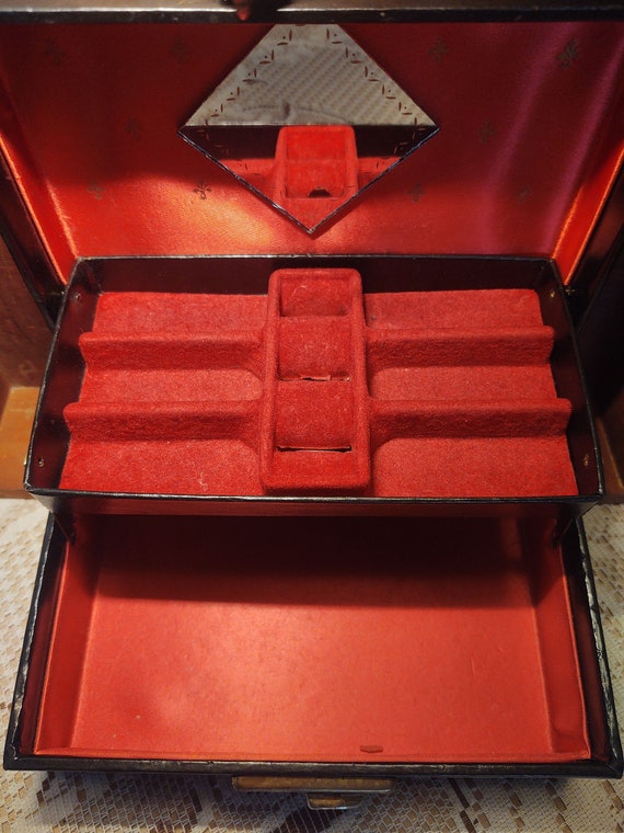 Mele Jewelry Box, Black w/Red Satin Lining - image 6