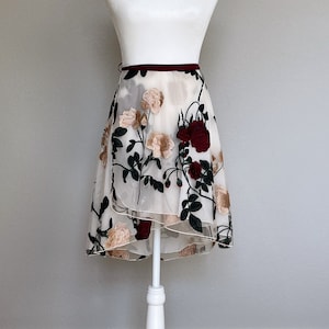 Rosé - Floral embroidery Ballet wrap skirt - 2 color