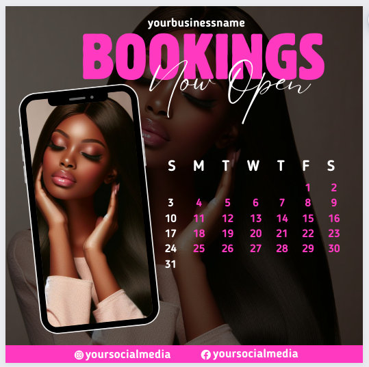 Editable Book Now Flyer, DIY Appointments Available Template, Premade Flyer Template, Hair, Lashes, Make up, Nails, Stylist, Canva Template
