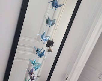 Guirlande Origami grues bleu