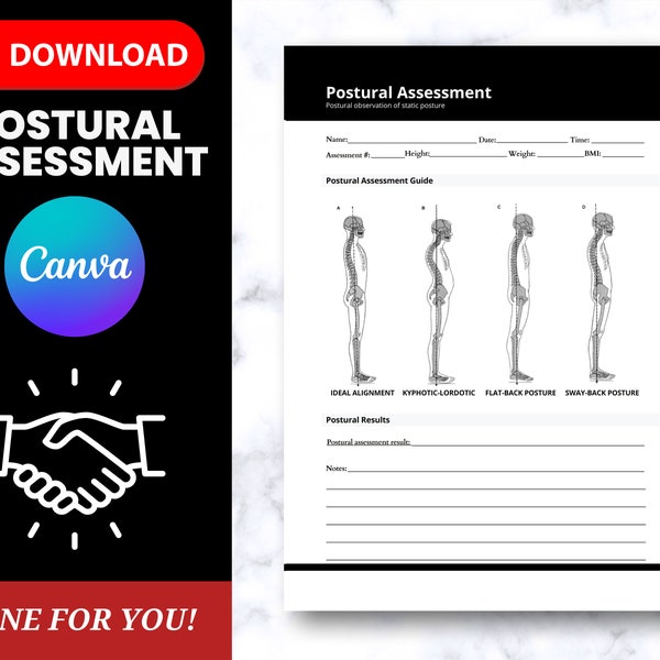 POSTURAL ASSESSMENT Personal Trainer Form, Postural Alignment, Personal Trainer Form, Body Composition, Fitness Assessment, Client, Template
