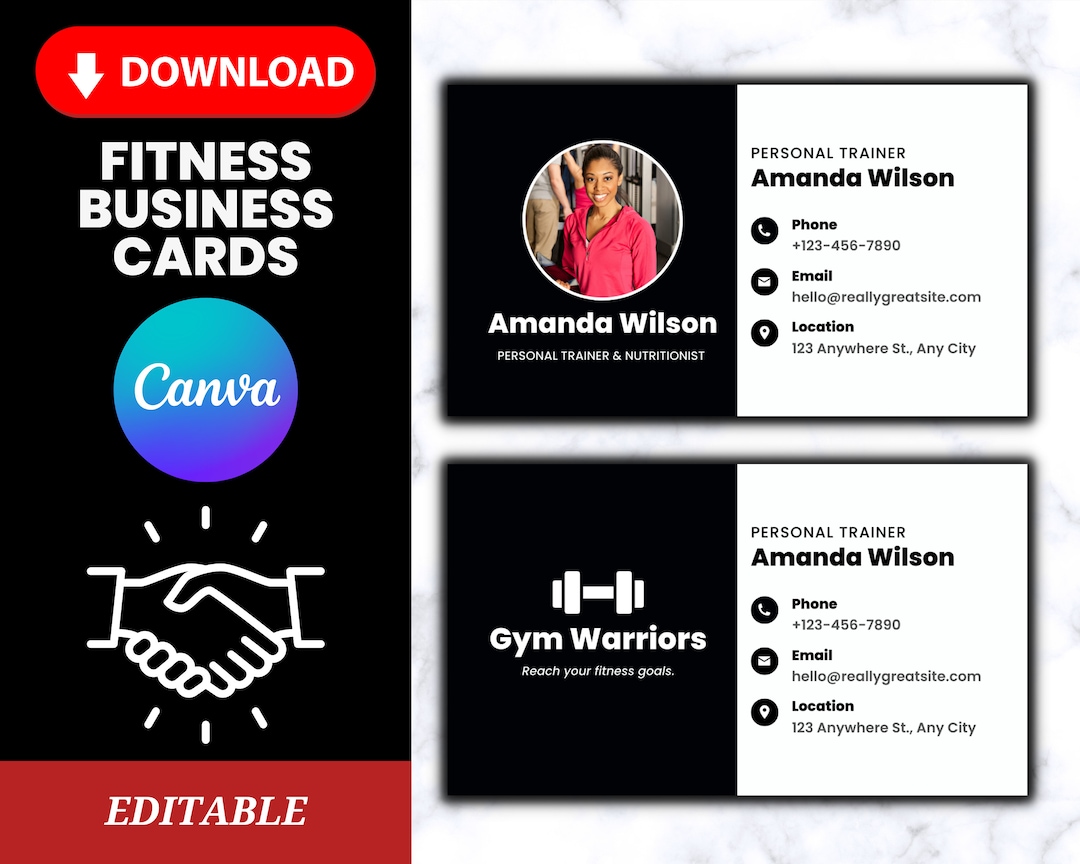 PERSONAL TRAINER Business Cards, Fitness Coach Business Cards, Business  Card Template Gym, Business Card Template Fitness, Canva Template