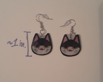 Animal Crossing Earrings - Punchy the cat - handmade jewelry - ACNH merch - Villager merch - Cat earrings - shrink plastic - crafts - cute