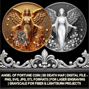 Glücksbringer 3D Münze Tiefe Karte - Rubbellos Karte Design | PNG-, SVG-, JPG-Formate für die Lasergravur | Graustufen Fibre LightBurn XTool