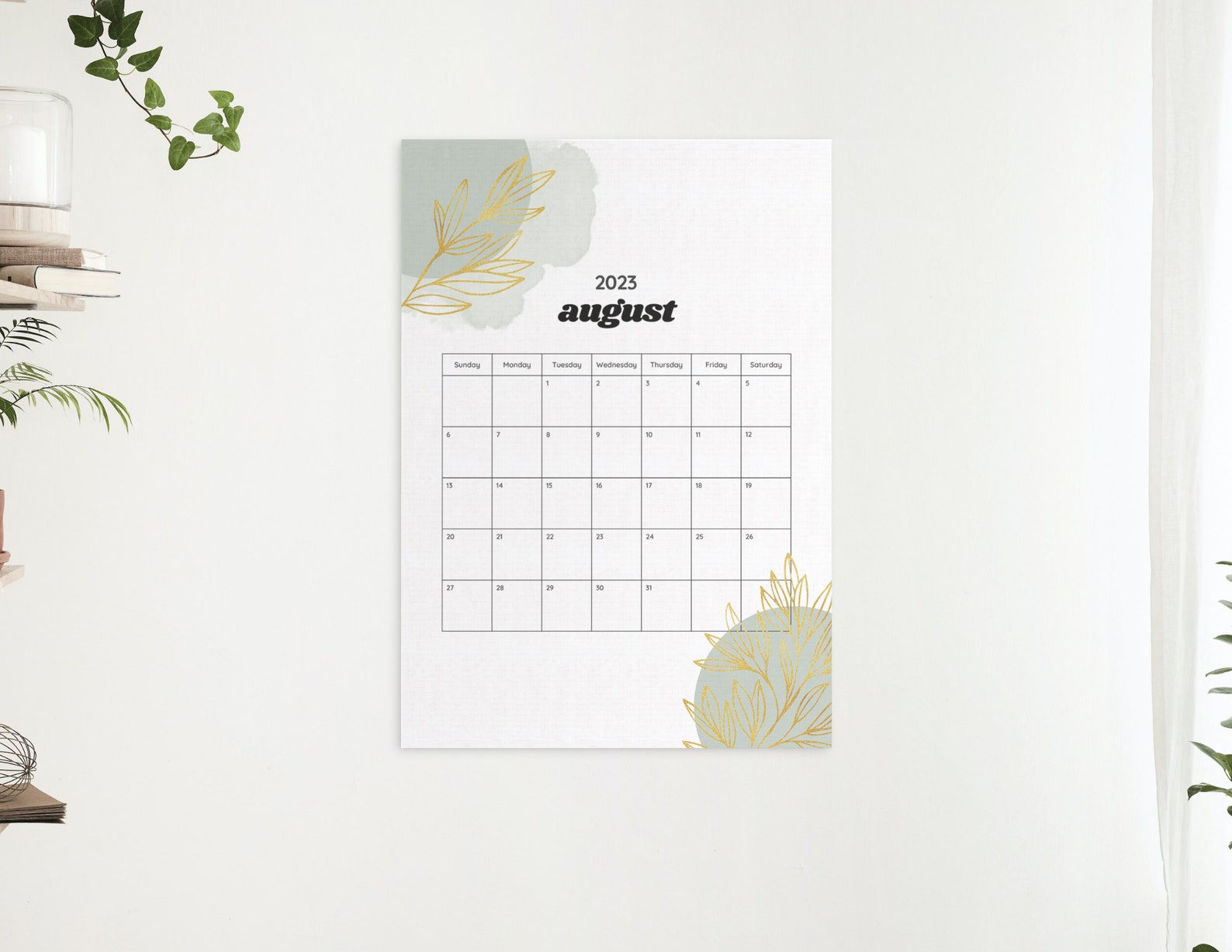2023 aesthetic calendar printable portrait vertical etsy