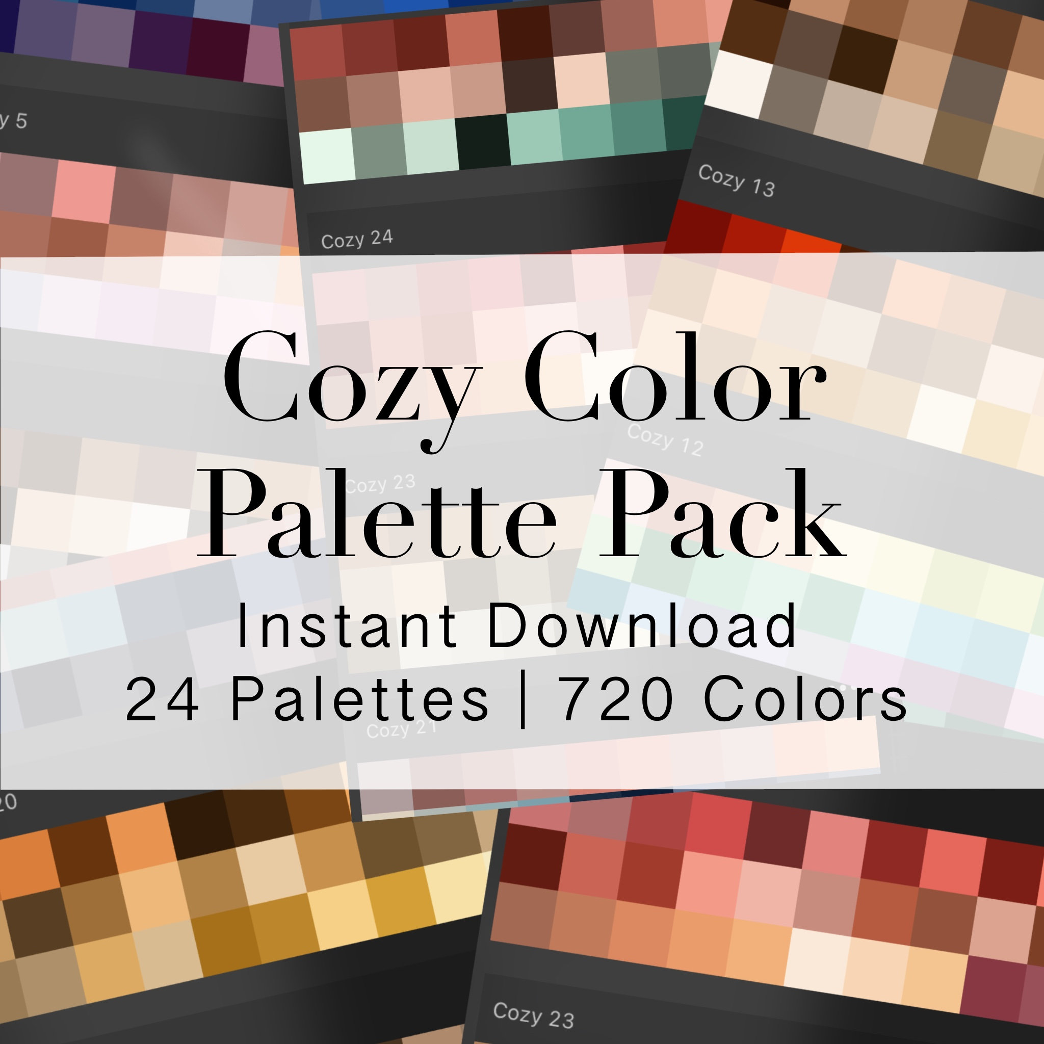 Pack de palettes Cozy Colors pour Procreate — 24 palettes, 720 nuanciers pour iPad