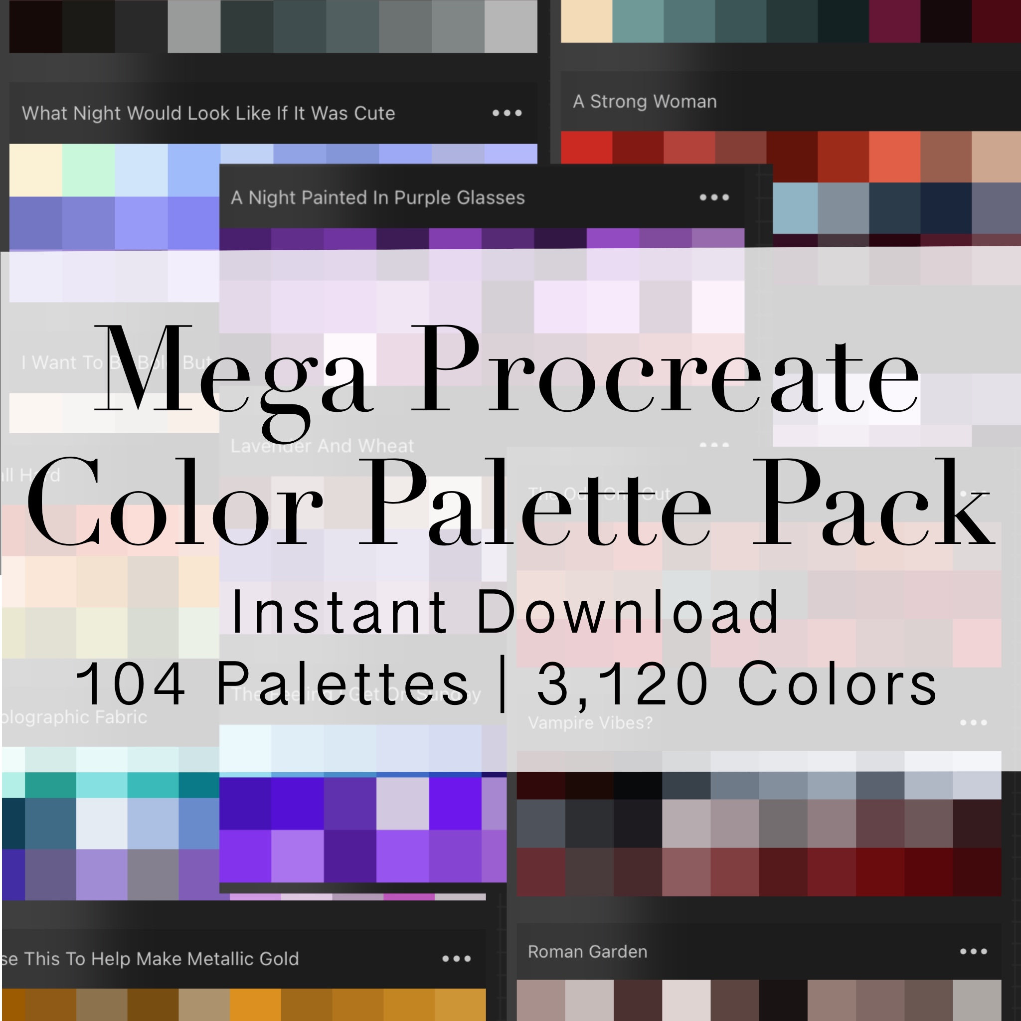 Ultimate Procreate Mega Color Palette Pack â 104 Palettes, 3,120 Colors | Instant Download