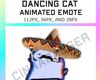 Animated Dancing Mexican Hispanic Cat Tiktok Meme Emote for use on Streaming Sites such as Twitch, Kick, Youtube, Discord and more