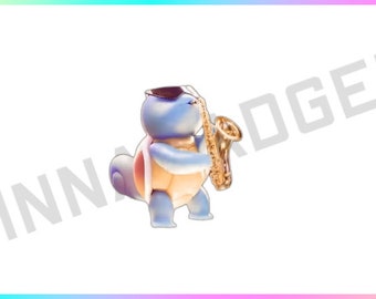 Transparent Background Blue Turtle with Sax with Music Stream Decoration for Channel Rewards and Cheer Redeem for Content Creators using OBS