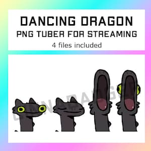 Black Dragon PNG Tuber Vtuber from the Viral Dancing Meme on Tiktok to use on Tiktok, Kick, Twitch, Youtube, YT as an interactive image